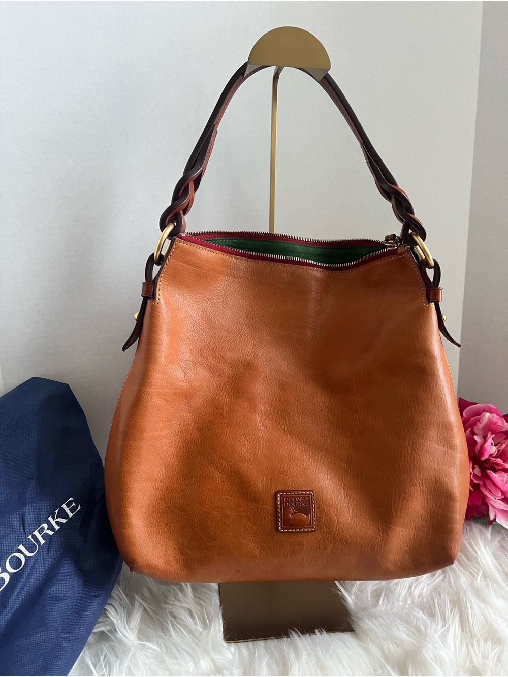 Dooney & Bourke Florentine Leather Hobo Shoulder Bag with Braided Strap
